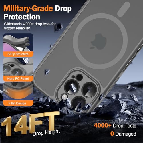 CASEINJOY Stronger Magnetic for iPhone 15 Pro Max Case, Heat Dissipation Frame, Compatible with Magsafe, Camera Protection, Matte Back Slim Protective Cover for iPhone 15 Pro Max 6.7 Inch, Gray - image 4