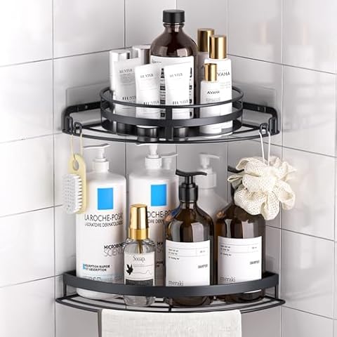 Seinloes Ratating Corner Shower Caddy,Stainless Steel corner Shower Storage Shelves,No Drilling Large Capacity Lazy Susan Shower Organizer,multifunctional wall mounted turntable for Bathroom &Kitchen Cover