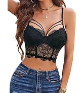 Avidlove Lace Bralette for Women V Neck Camisoles Adjustable Strap Two Layer Crop Top Bustier Tops