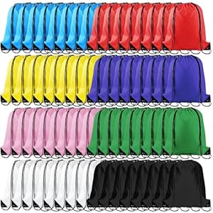 LYCN 64 Stück Turnbeutel Kordelzug Rucksack Tasche, Sportbeutel mit Kordelzug aus Polyester, Mehrfarbige Beutel für Party Reisen Camping Fitness Sport Yoga (8 Farben)