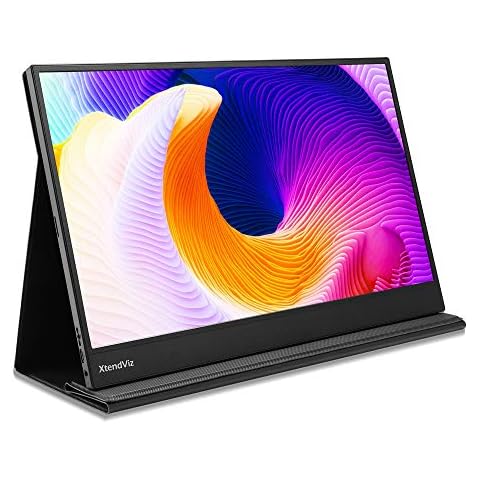 Portable Monitor, PEPPER JOBS USB-C FHD 1080P 15.6" V2 XtendTouch, Touchscreen with Built-in Battery, Quad Speakers and Smart Cover, Compatible with Samsung (15.6",no Battery,no Touch) Cover