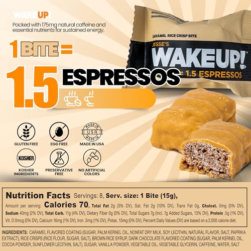 Image of WAKE UP! Caramel Caffeinated Bites, 1.5 Espressos, 2 Pack (16 Bites)