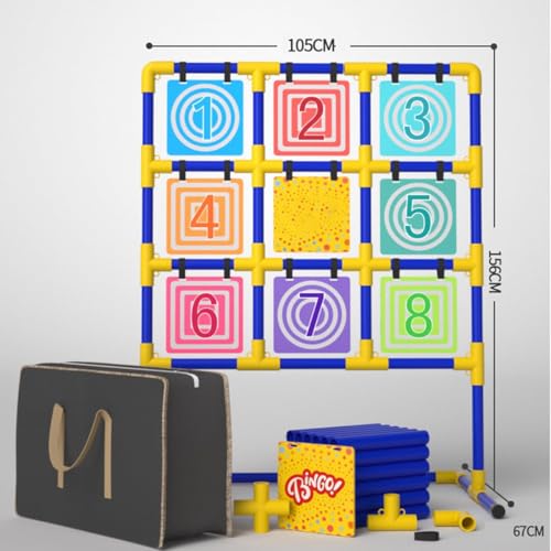 Set da gioco di frisbee con bersaglio, include 9 frisbee per divertimento all'aperto, facile installazione per campeggio, spiaggia e attività sul prato, compatto per uso interno ed esterno