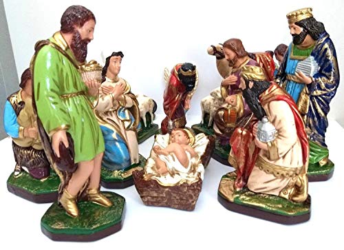 Presépio Completo 15 peças Gesso 20 Cm Decoração Natal
