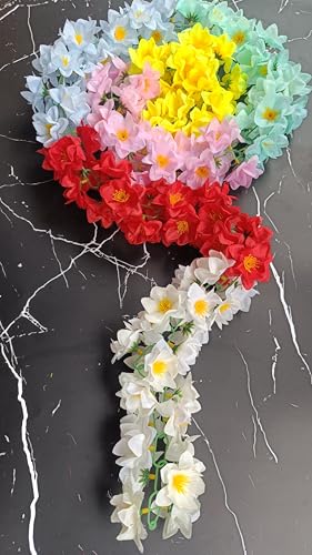 Image of VRB Dec 1 Pcs Artificial Flowers Vine Blossom /Roses Garland Fake (6 Ft) Flowers Fabric Roses /Blossom Garland For Wedding Decor Diwali /Ganpati /Garden Wall Valentine (Multi Cherry Blossom), 12 Cm