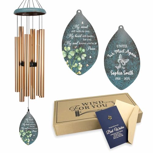 Image of ASTARIN 35 inch Butterfly Personalized Wind Chimes for Loss of Loved One, Sympathy Gifts for Loss Mom Dad, Windchimes in Memory of a Loved One, Custom Name Outdoor Wind Chime(Produced in Texas)