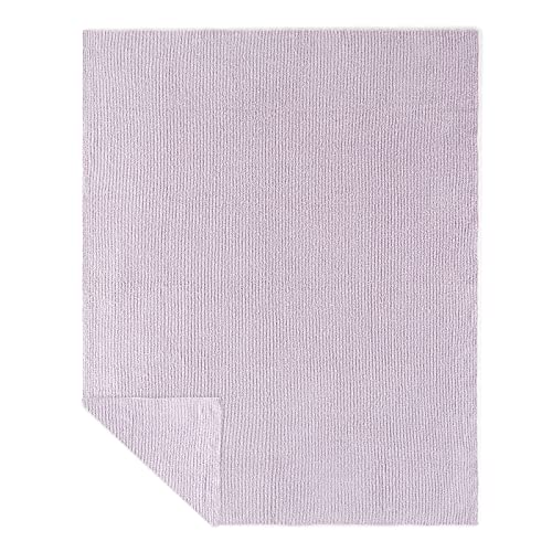 Crafted By Catherine Premier Ribbed Cozy Knit Throw Blanket 60" X 70" Inches, Soft Comfy Decorative Throw For Couch Bed Sofa Travel, Lilac #TOP1