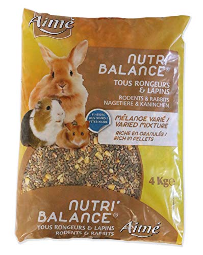 AIME Nourriture Tous rongeurs et lapins, NUTRI BALANCE Repas mélange varié, Riche en Pellets granulés, 4KG
