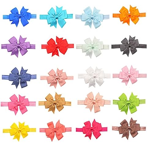 Toddlers Headbands Baby Girls Headbands Baby Bow Headbands 20 Pcs Cute Big 14*3 Inch Bows Soft Elastic Headbands for Baby, Toddlers Cover