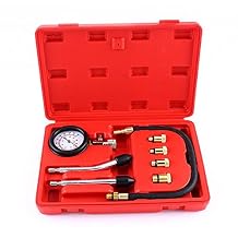 Engine Pressure Tester, Automotive Petrol Engine Compression Tester Test Gauge Kit Professional Pressure Gauges Car Motorcycle Garage Tools, with Carrying Case