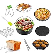 Air Fryer Accessories Set, Fit All of Brands 3.5 L-5L, Pack of 10 Including Cake Pan/Pizza Pan/Me...