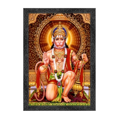 Image of Hanuman Ji hanumanji Photo Frame, Black, Sparkle Coated Laminations, 14x20 Inch 2304