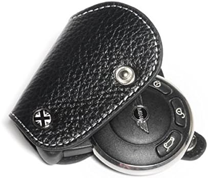 GoBadges Black Leather Key Fob with Black Microfiber for Mini R55,R56,R57,R58,R59,R60,R61 - Blackjack
