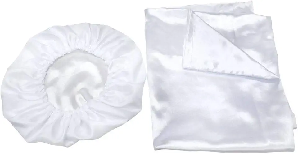 Kit 2 Fronhas 50x70 +1 Touca De Cetim Anti Frizz Branca