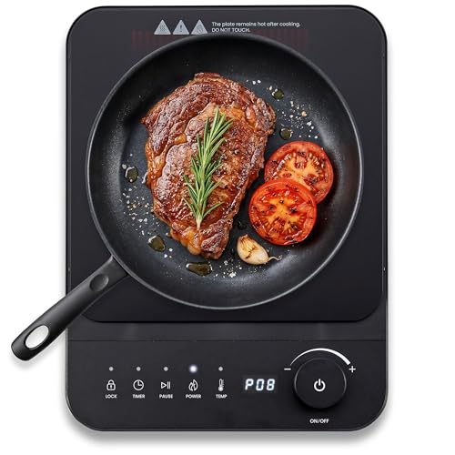 Elite Gourmet EIND57B SlimStore™ Induction Cooktop, Touch Controls, Ultra Thin 2' Profile, 10 Power Levels, Temps 140°F to 465°F, Fast Heat Up, Black