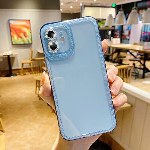 Coque silicone iPhone 12 Pro Max protection caméra strass bleu