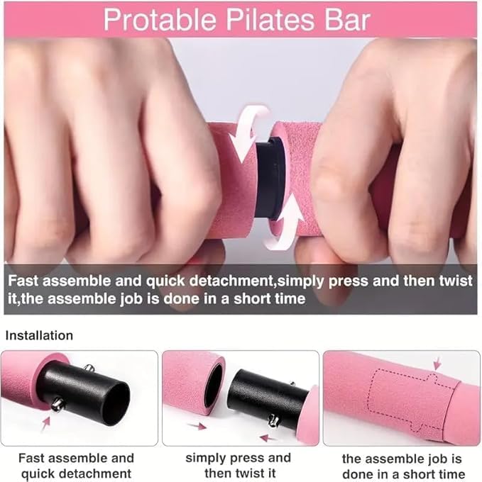 Pilates Bar Kit with Resistance Bands, Portable Yoga Exercise Stick, Home Workout Equipment 2