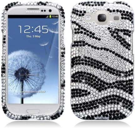 Aimo Wireless SAMI9300PCDI152 Bling Brilliance Premium Grade Diamond Case for Samsung Galaxy S3 i9300 - Retail Packaging - Black/White Zebra
