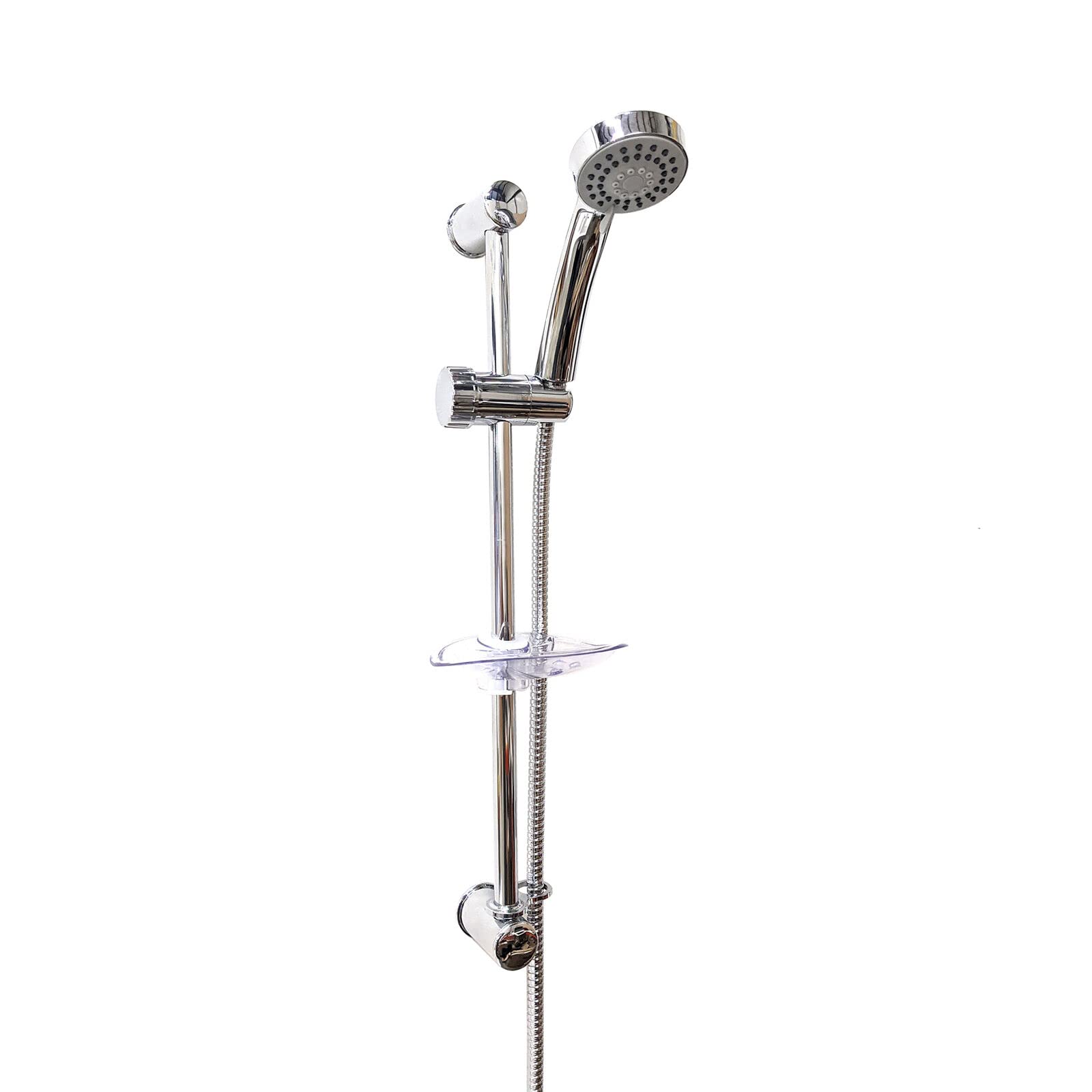 Ara Choice Chrome Shower Riser Kit - Rails Riser Adjustable - Shower Head And Hose Pipe - Rainfall Handheld With Fittings And Holder Riser For Shower Set (Chrome)