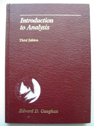 Introduction to Analysis by Edward D. Gaughan (... B01JXQELOW Book Cover