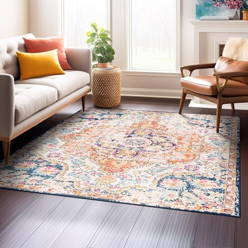 Rugshop Vintage Distressed Bohemian Area Rug for Living Room,Bedroom,Dining Room