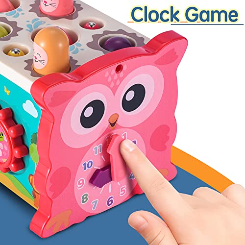 Doquo Pink Early Baby Development Sensory Montessori Multifunctional Toys 12-18 Months Educational Hammering Pounding For 1+ Years Gift #TOP5