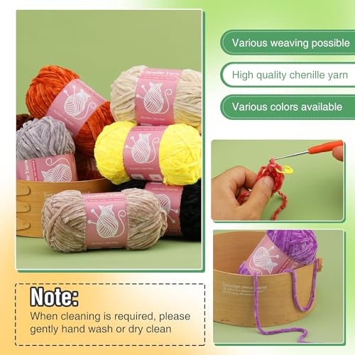 Image of LUNARM Chenille Yarn for Crochet Knitting Chunky Blanket Velvet Yarn | 3 Pack 3.5oz /100g 486 Yard Bright Red Chenille Yarn for Beginners Knitting Scarves with Big Eye Needles Machine Washable
