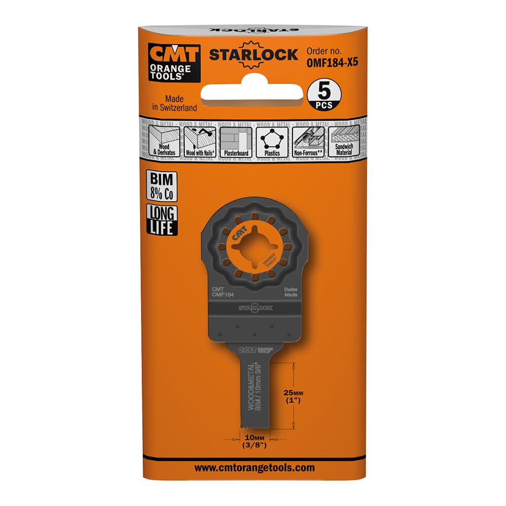 CMT Orange Tools OMF184-X5-5 Lame Taglio Legno/MetalloBIM 10x25mm