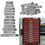 12Pcs Metal Magnetic Tool Box Labels - Heavy Duty Metal Toolbox Labels for Tool Chest Drawer Organization - Premium Magnetic Labels for Tool Box Accessories and Garage Storage (Black)