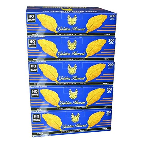 Golden Harvest Cigarette Filter Tubes - Blue - 100's Size(5 Boxes/1000 Tubes) Cover