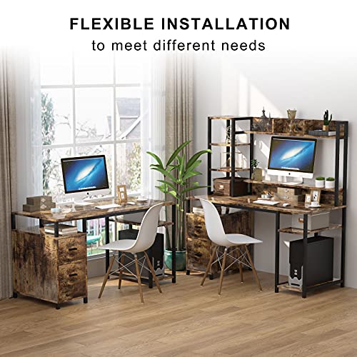 Pakasept Computer Desk With Hutch And Storage Shelf, 55" Home Office Desk With Drawer And Monitor Stand Riser Drawer Industrial Study Writing Table Workstation For Home And Office #TOP2