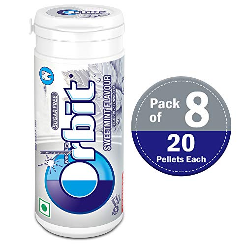 Image of Orbit Spearmint Flavour Sugar Free Chewing Gum - 22g Tube (Pack of 8) & Orbit Sweetmint Flavour Sugar Free Chewing Gum - 22g Tube (Pack of 8)