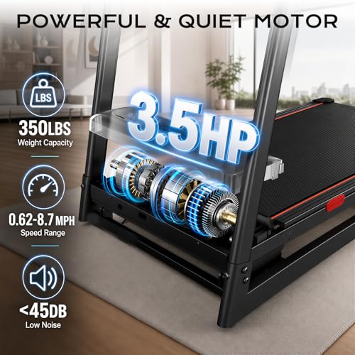 Image of Treadmills for Home with 20% Auto Incline - Wide Belt, 8.7MPH Max Speed, 450LBS Capacity, 3.5HP Adjustable Height Handle Bars