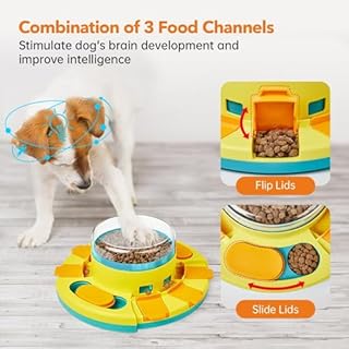 Potaroma Dog Puzzle Toy 2 Levels, Slow Feeder, Pup Food Treat Feeding Dispenser for IQ Training and Entertainment for All Breeds 4.2 Inch Height