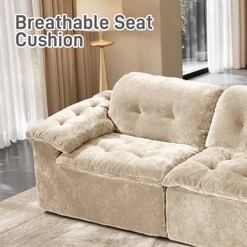 Image of Oversized Modular Sectional Sofa, Large Modern Cloud Sectional Couch with Seat Cushion, Boneless 3 Seater Couch for Living Room, Apartments, No Assembly Required, Coffee