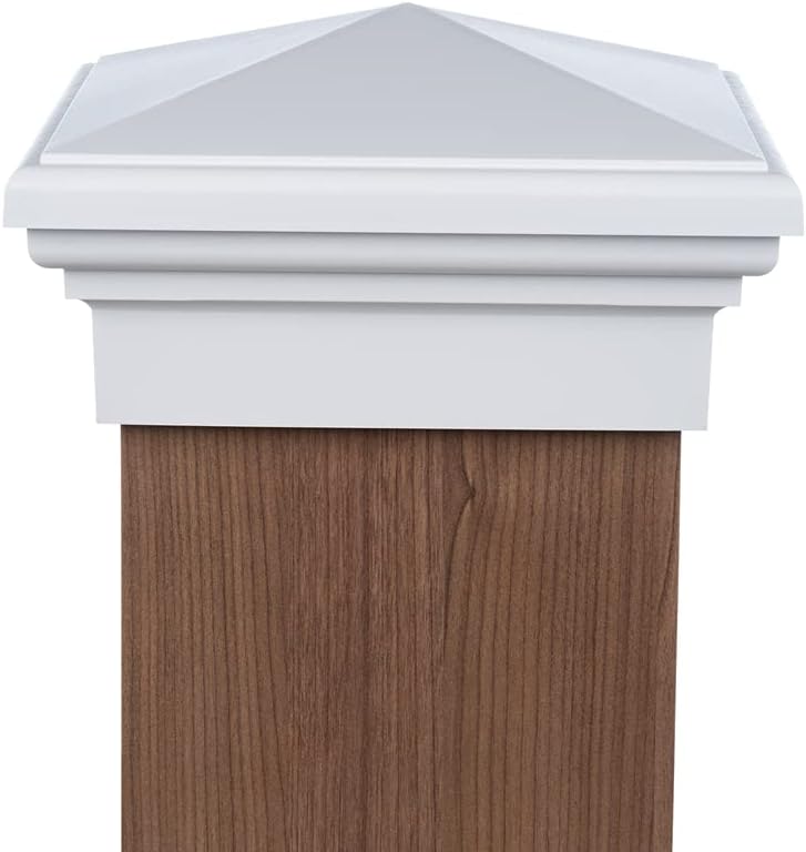 8x8 Post Cap (8.0") │ White New England Pyramid Top for Fences, Mailboxes, and Decks, by Atlanta Post Caps