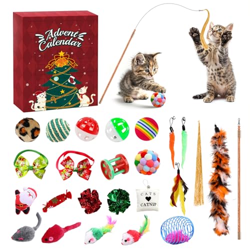 2026 Cat Advent Calendar with 24 Assorted Interactive Christmas Cat Toys
