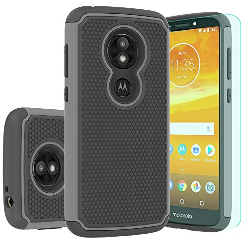 Moto E5 Play Case,Moto E5 Cruise Case with HD Screen Protector Huness Durable Armor and Resilient Shock Absorption Case Cover for Motorola Moto E5 Play,Moto E5 Cruise Phone (Gray)