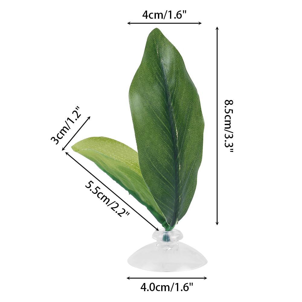 MiOYOOW Feuille Lit Betta, Coussin Feuilles Plantes d'aquarium avec Ventouse Décorations Feuilles Plantes d'aquarium pour Simuler l'habitat de Repos des Poissons