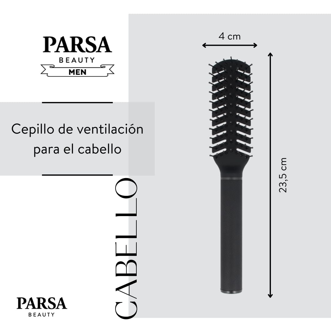 PARSA Men Cepillo Secador para Estilizado Máximo con Pins Antiestáticos, Ideal para Todos los Tipos de Cabello y Longitudes, Cepillo para Hombre