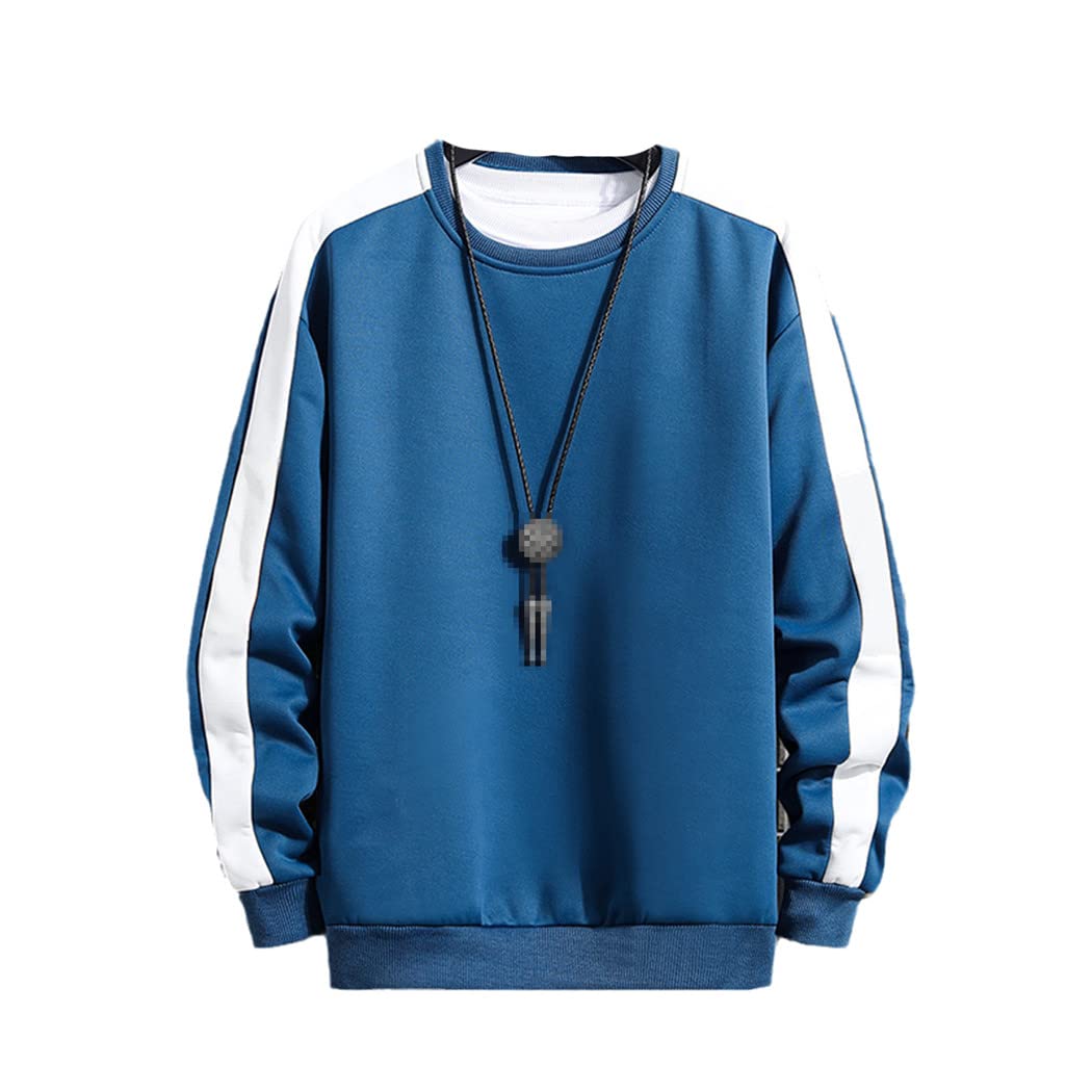 Sweat à capuche homme patchwork bleu ample fini les hauts trop étroits - 4
