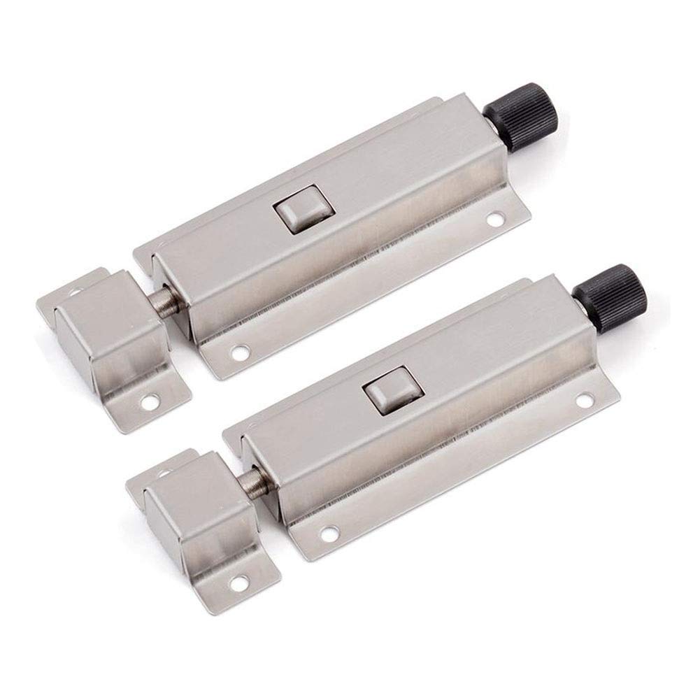 NVSFZGIYG Lock Latch,Sliding Bolt,Door Bolts, Barrel, Stainless Steel Safety Spring Push Butto(Large)