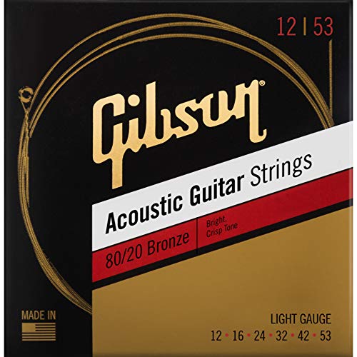GIBSON ACCESSORIES Cordes 80/20 Bronze Acoustic Light 12-16-24-32-42-53, pour guitare acoustique (SAG-BRW12)