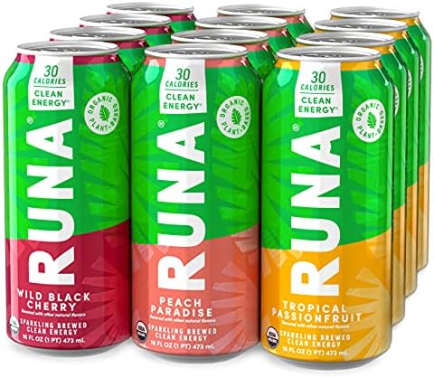 Organic Clean Energy Drink by RUNA BOLD | Variety Pack | Organic Plant-Based | Full of Flavor | 30 Calories | Powerful Natural Caffeine | Healthy Energy & Focus | No Crash or Jitters | Organic Stevia Sweetener | 16 Oz (Pack of 12)