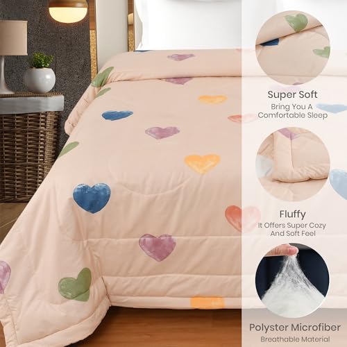 Image of FRESH FROM LOOM Microfiber All Seasons Collection Micro Fiber Comforter | Dohar | Quit | Single Bed | Double Weaved | Washable | Hypoallergenic Skin Friendly (Heart-Brown | 60x90 in, Single Bed)