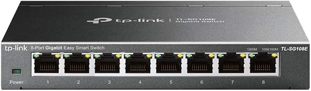 TP-Link Managed Network Switch 8-Port Gigabit, Support QoS VLAN IGMP Snooping, Network Monitoring through Web Interface, 3.68 W(TL-SG108E), Black