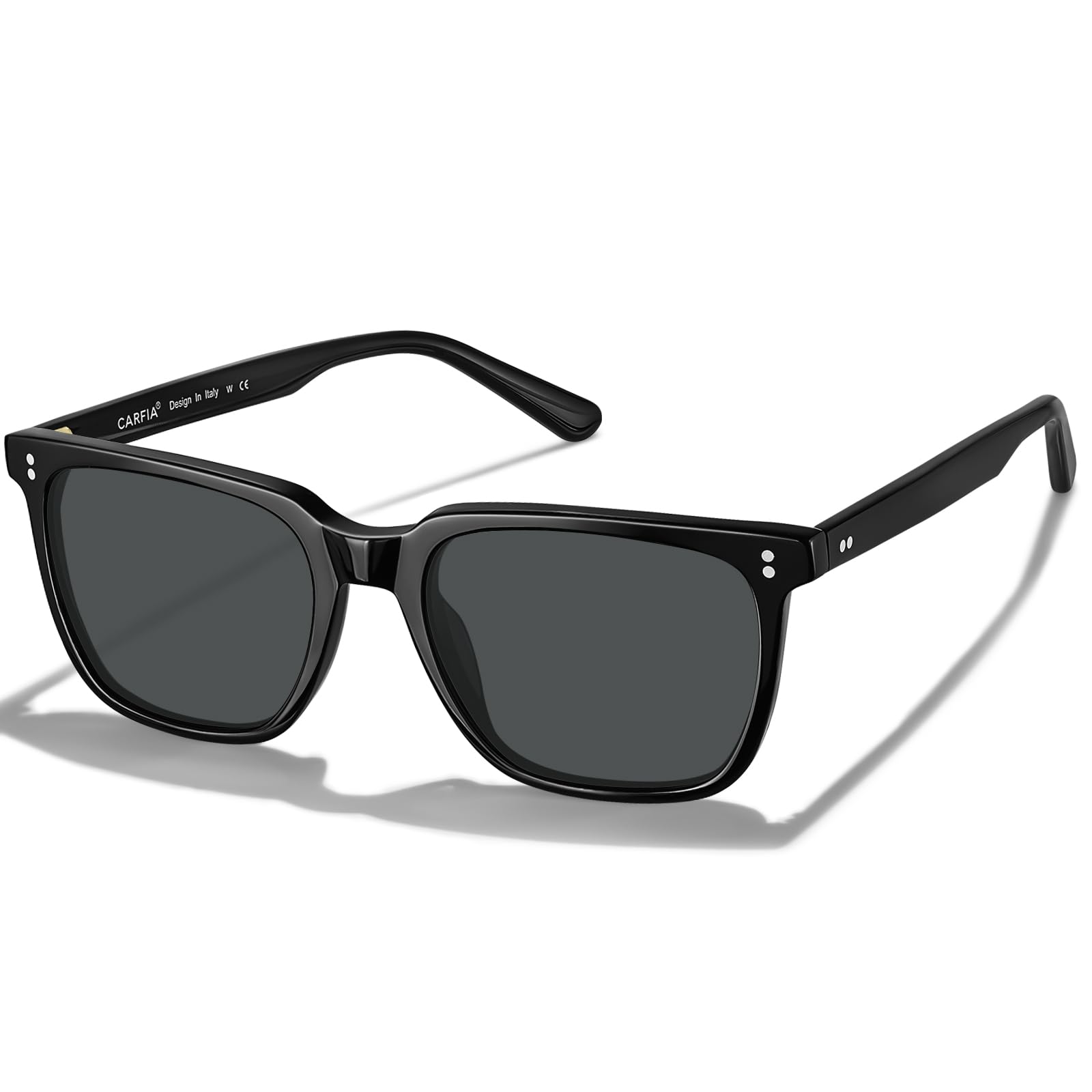 CARFIA Occhiali da sole polarizzati quadrati in acetato per uomo CA5354LNEW | Protezione UV400 stile retrò per golf guida all'aperto