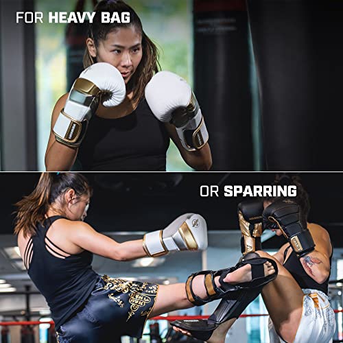 Image of Hayabusa T3 Boxing Gloves - Sparring - White /Gold, 14oz | Sparring Gloves, Muay Thai Gloves, Kickboxing Gloves, Heavy Bag Gloves, Boxing Gloves for Men and Women, Boxing Gloves