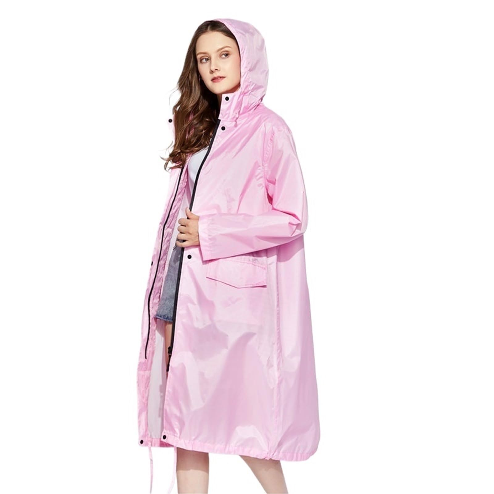 Poncho Pluie Poncho imperméable tendance en tissu léger et respirant résistant aux intempéries(Peach,XL)
