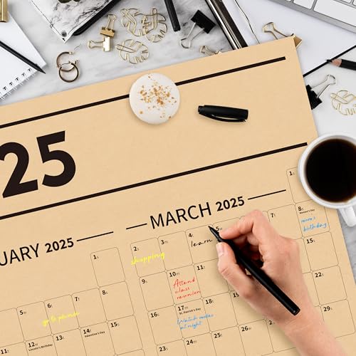 GuassLee Calendário de parede anual grande 2025, calendário de ano inteiro, uma página, janeiro de 2